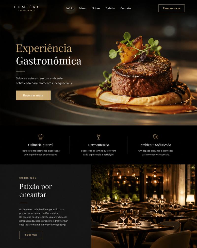 Exemplo de landing page: Restaurante Gastronômico