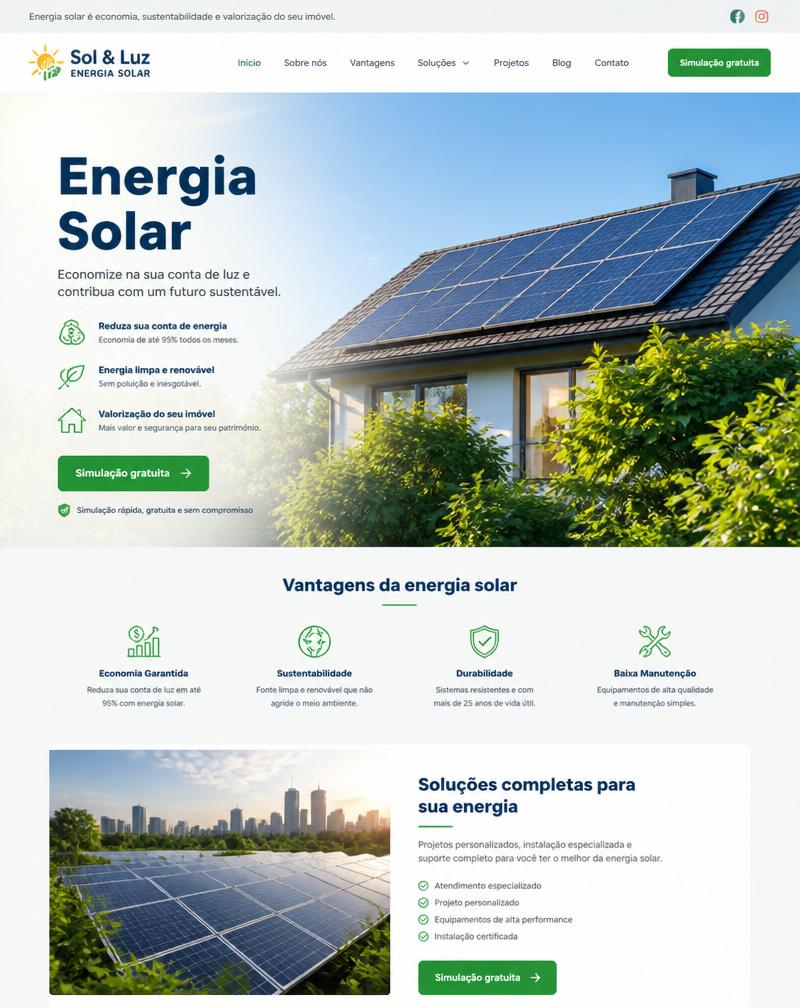 Exemplo de landing page: Energia Solar